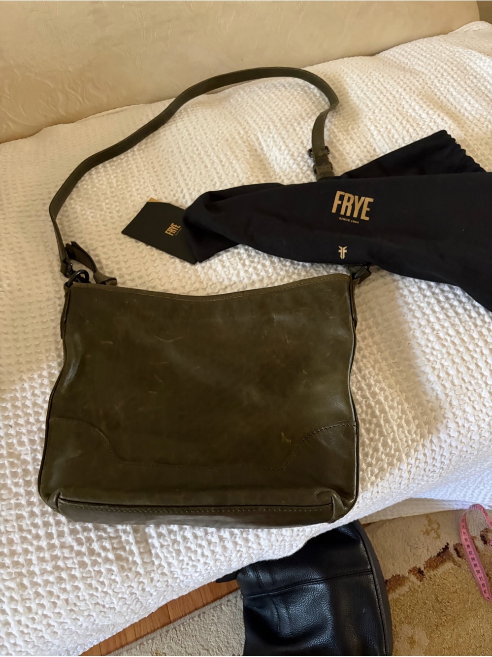 FRYE Olive Leather Shoulder Satchel